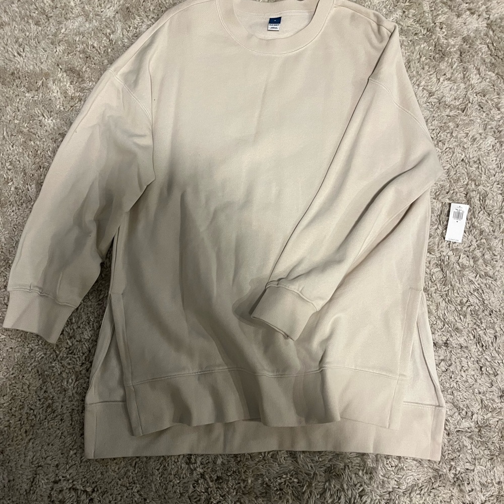 Old Navy Women's Cream Split Hem Sweatshirt
